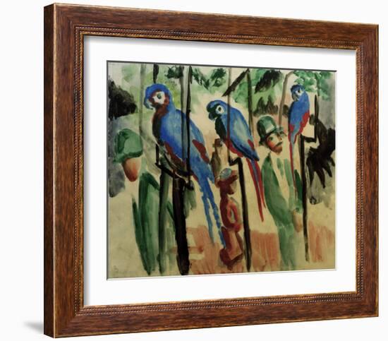 With the parrots-Auguste Macke-Framed Giclee Print