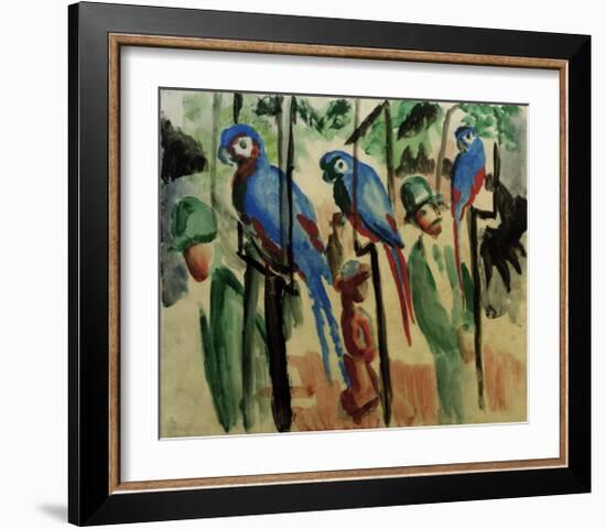 With the parrots-Auguste Macke-Framed Giclee Print