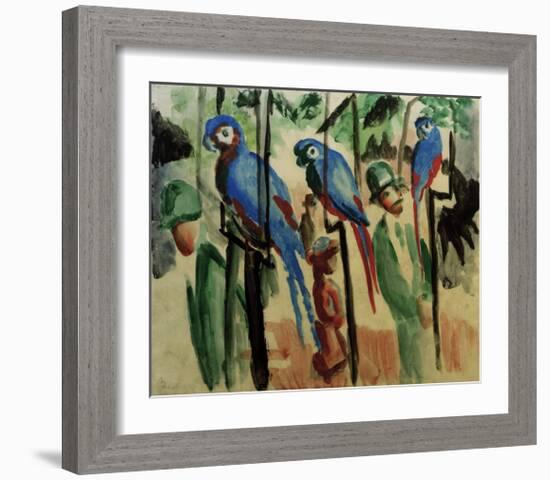 With the parrots-Auguste Macke-Framed Giclee Print