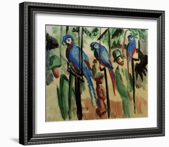 With the parrots-Auguste Macke-Framed Giclee Print