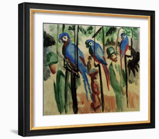 With the parrots-Auguste Macke-Framed Giclee Print