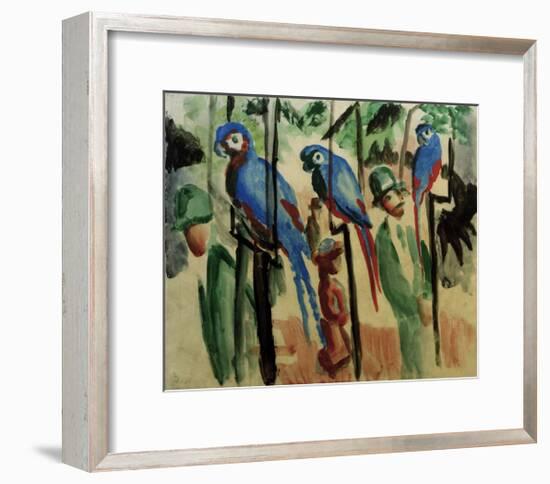 With the parrots-Auguste Macke-Framed Giclee Print