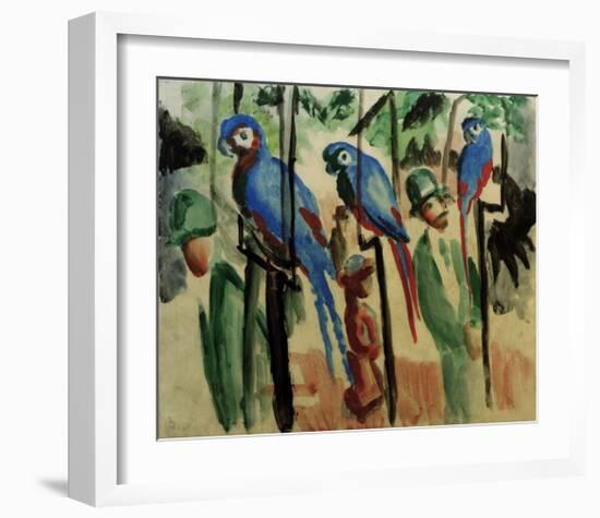 With the parrots-Auguste Macke-Framed Giclee Print