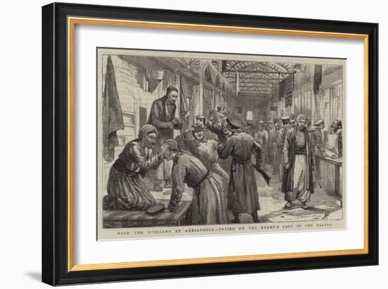 With the Russians at Adrianople, Trying on the Enemy's Caps in the Bazaar-Harry Hamilton Johnston-Framed Giclee Print