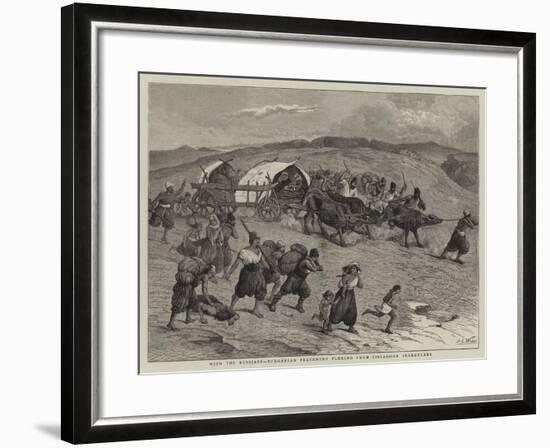 With the Russians, Bulgarian Peasantry Fleeing from Circassian Irregulars-Samuel Edmund Waller-Framed Giclee Print