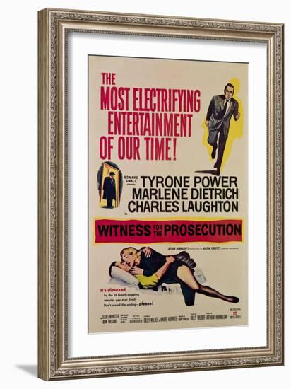 Witness for the Prosecution, Tyrone Power, Charles Laughton, Marlene Dietrich, 1957-null-Framed Art Print