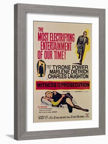 Witness for the Prosecution, Tyrone Power, Charles Laughton, Marlene Dietrich, 1957-null-Framed Art Print