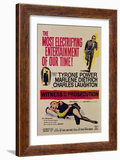 Witness for the Prosecution, Tyrone Power, Charles Laughton, Marlene Dietrich, 1957-null-Framed Art Print