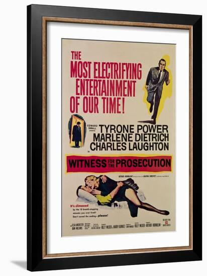 Witness for the Prosecution, Tyrone Power, Charles Laughton, Marlene Dietrich, 1957-null-Framed Art Print