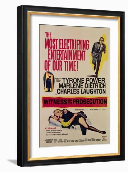 Witness for the Prosecution, Tyrone Power, Charles Laughton, Marlene Dietrich, 1957-null-Framed Art Print