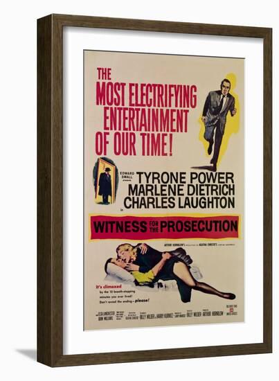 Witness for the Prosecution, Tyrone Power, Charles Laughton, Marlene Dietrich, 1957-null-Framed Premium Giclee Print