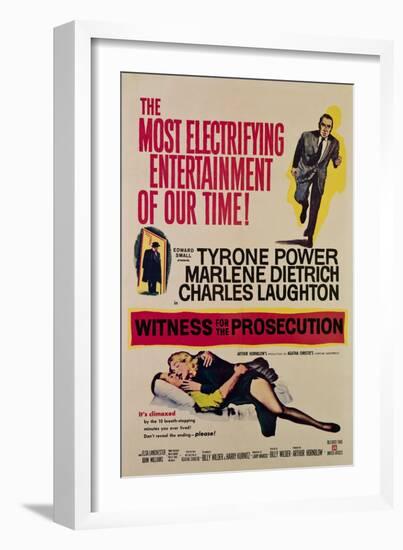 Witness for the Prosecution, Tyrone Power, Charles Laughton, Marlene Dietrich, 1957-null-Framed Premium Giclee Print