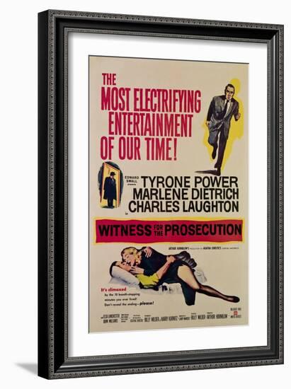 Witness for the Prosecution, Tyrone Power, Charles Laughton, Marlene Dietrich, 1957-null-Framed Premium Giclee Print