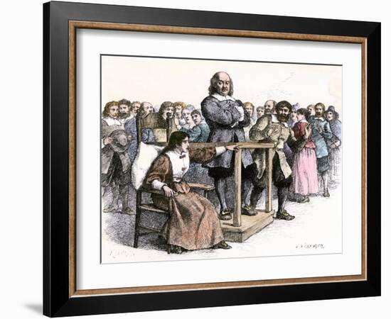 Witness Testifying at the Salem Witchcraft Trials, 1690s-null-Framed Giclee Print