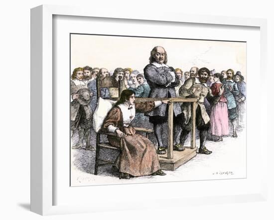 Witness Testifying at the Salem Witchcraft Trials, 1690s-null-Framed Giclee Print