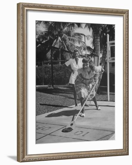 Wives of Men in the US Army and Navy Playing Shuffleboard-Peter Stackpole-Framed Photographic Print