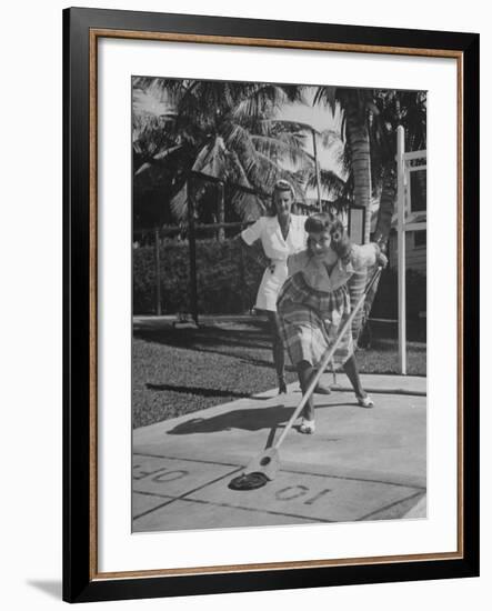 Wives of Men in the US Army and Navy Playing Shuffleboard-Peter Stackpole-Framed Photographic Print