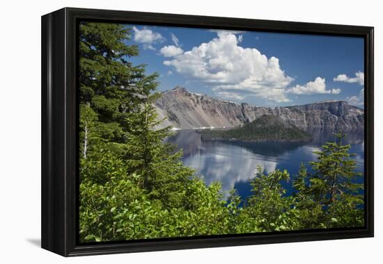 Wizard Island and Crater Lake, Crater Lake National Park, Oregon-Michel Hersen-Framed Premier Image Canvas