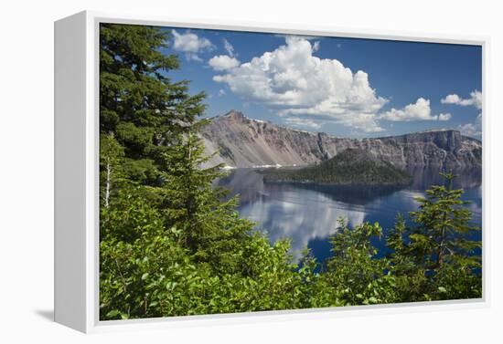 Wizard Island and Crater Lake, Crater Lake National Park, Oregon-Michel Hersen-Framed Premier Image Canvas