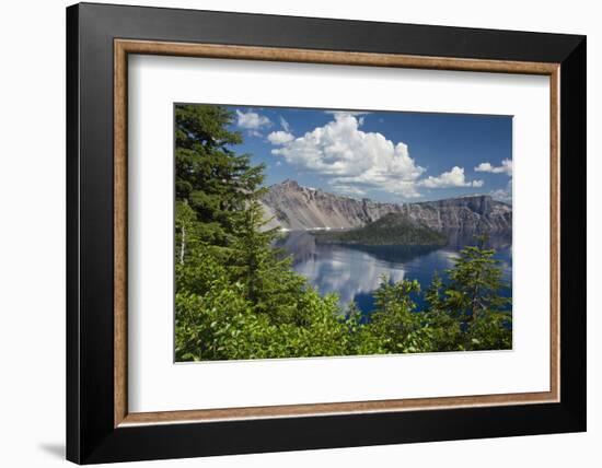 Wizard Island and Crater Lake, Crater Lake National Park, Oregon-Michel Hersen-Framed Photographic Print