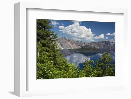 Wizard Island and Crater Lake, Crater Lake National Park, Oregon-Michel Hersen-Framed Photographic Print