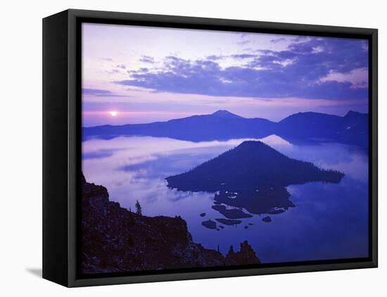 Wizard Island at sunrise, Crater Lake National Park, Oregon, USA-Charles Gurche-Framed Premier Image Canvas