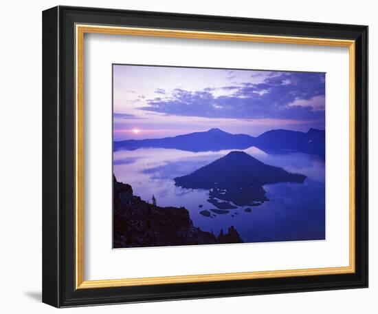 Wizard Island at sunrise, Crater Lake National Park, Oregon, USA-Charles Gurche-Framed Photographic Print