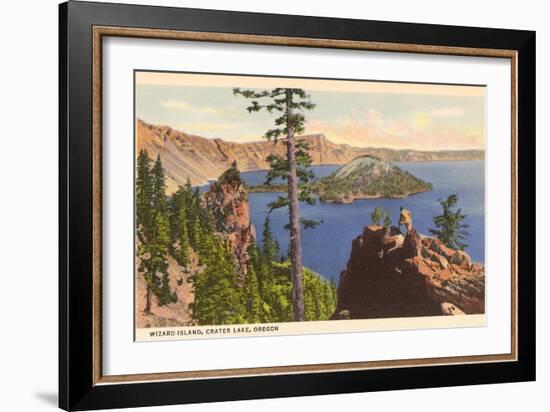 Wizard Island, Crater Lake, Oregon-null-Framed Art Print