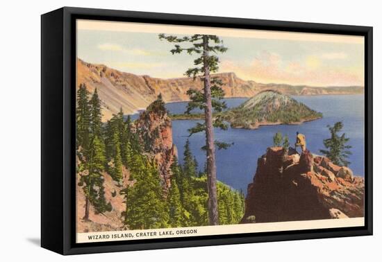 Wizard Island, Crater Lake, Oregon-null-Framed Stretched Canvas