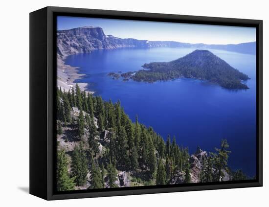 Wizard Island in Crater Lake, Crater Lake National Park, Oregon, USA-Charles Gurche-Framed Premier Image Canvas