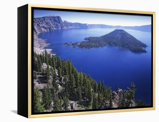 Wizard Island in Crater Lake, Crater Lake National Park, Oregon, USA-Charles Gurche-Framed Premier Image Canvas