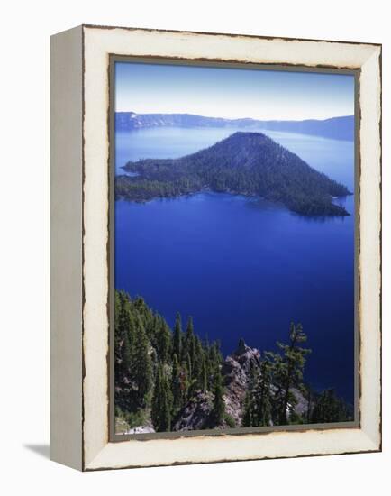 Wizard Island in Crater Lake, Crater Lake National Park, Oregon, USA-Charles Gurche-Framed Premier Image Canvas