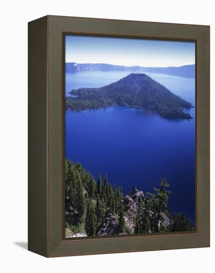 Wizard Island in Crater Lake, Crater Lake National Park, Oregon, USA-Charles Gurche-Framed Premier Image Canvas