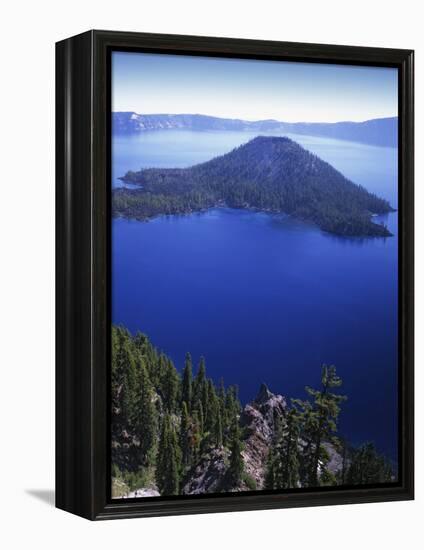 Wizard Island in Crater Lake, Crater Lake National Park, Oregon, USA-Charles Gurche-Framed Premier Image Canvas