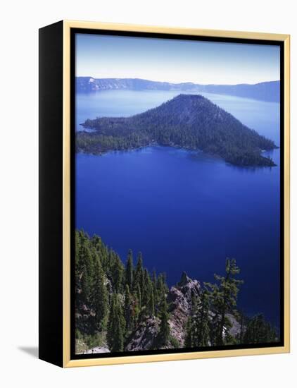 Wizard Island in Crater Lake, Crater Lake National Park, Oregon, USA-Charles Gurche-Framed Premier Image Canvas