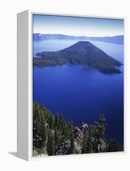 Wizard Island in Crater Lake, Crater Lake National Park, Oregon, USA-Charles Gurche-Framed Premier Image Canvas