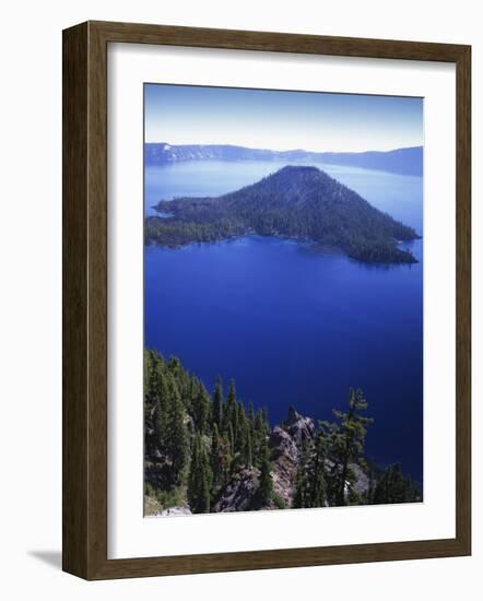 Wizard Island in Crater Lake, Crater Lake National Park, Oregon, USA-Charles Gurche-Framed Photographic Print