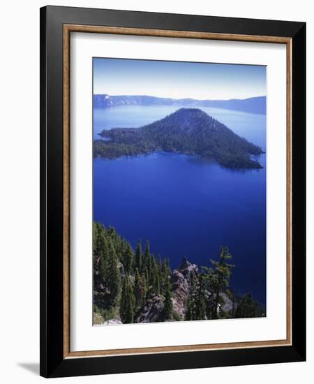 Wizard Island in Crater Lake, Crater Lake National Park, Oregon, USA-Charles Gurche-Framed Photographic Print