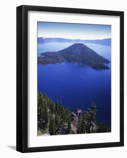 Wizard Island in Crater Lake, Crater Lake National Park, Oregon, USA-Charles Gurche-Framed Photographic Print