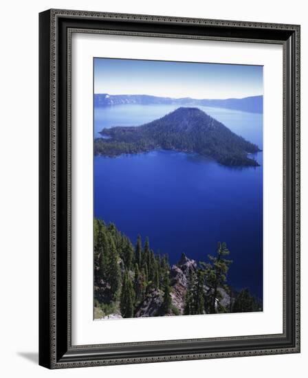 Wizard Island in Crater Lake, Crater Lake National Park, Oregon, USA-Charles Gurche-Framed Photographic Print