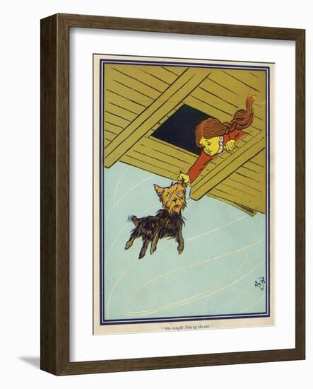 Wizard of Oz: Dorothy and Toto are Caught up by the Tornado-W.w. Denslow-Framed Photographic Print