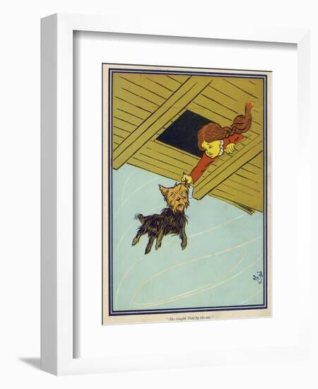 Wizard of Oz: Dorothy and Toto are Caught up by the Tornado-W.w. Denslow-Framed Photographic Print
