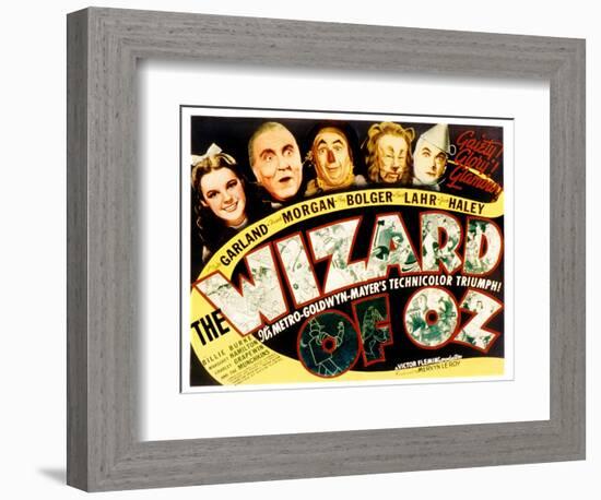 Wizard of Oz, Judy Garland, Frank Morgan, Ray Bolger, Bert Lahr, Jack Haley, 1939-null-Framed Art Print