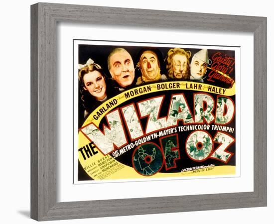 Wizard of Oz, Judy Garland, Frank Morgan, Ray Bolger, Bert Lahr, Jack Haley, 1939-null-Framed Art Print