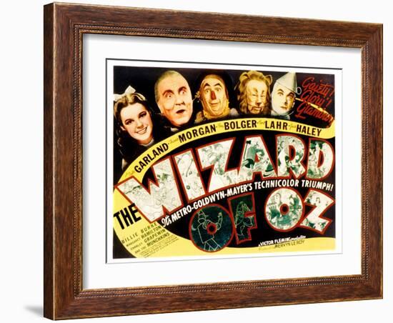 Wizard of Oz, Judy Garland, Frank Morgan, Ray Bolger, Bert Lahr, Jack Haley, 1939-null-Framed Art Print