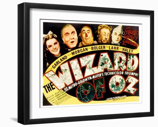 Wizard of Oz, Judy Garland, Frank Morgan, Ray Bolger, Bert Lahr, Jack Haley, 1939-null-Framed Art Print