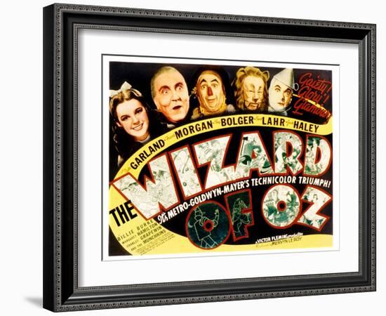 Wizard of Oz, Judy Garland, Frank Morgan, Ray Bolger, Bert Lahr, Jack Haley, 1939-null-Framed Art Print