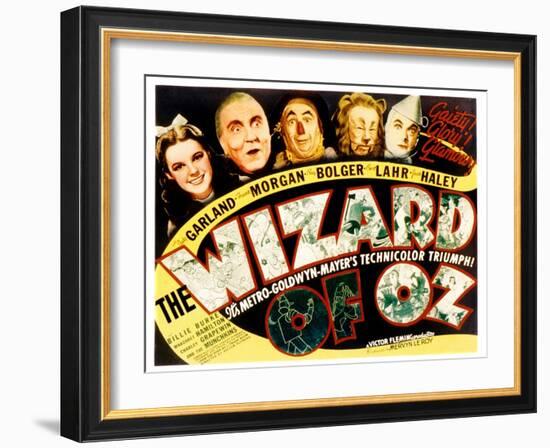 Wizard of Oz, Judy Garland, Frank Morgan, Ray Bolger, Bert Lahr, Jack Haley, 1939-null-Framed Art Print