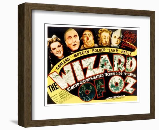 Wizard of Oz, Judy Garland, Frank Morgan, Ray Bolger, Bert Lahr, Jack Haley, 1939-null-Framed Premium Giclee Print