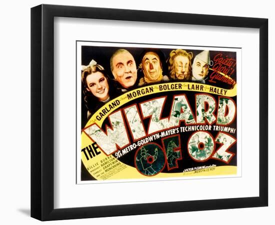 Wizard of Oz, Judy Garland, Frank Morgan, Ray Bolger, Bert Lahr, Jack Haley, 1939-null-Framed Premium Giclee Print